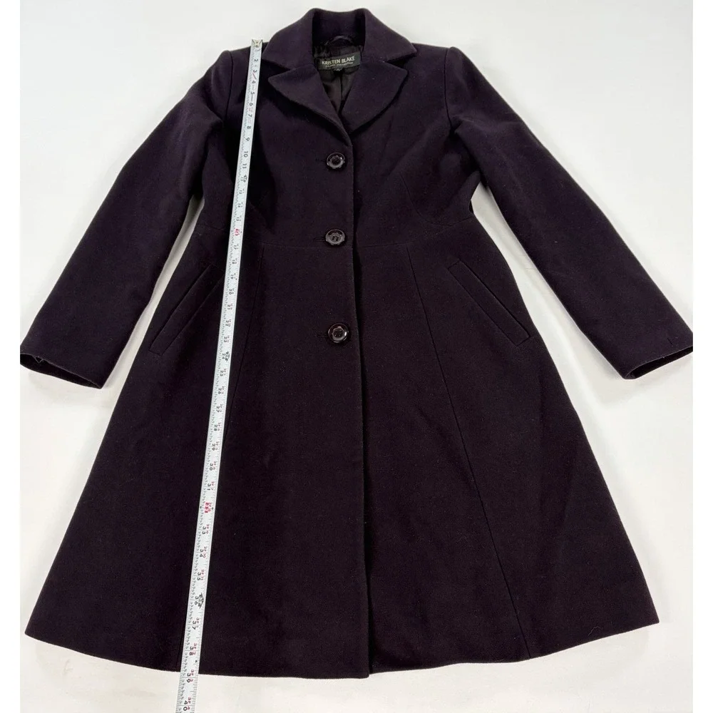 Kristen Blake Studio Collection Wool Cashmere Pea Coat Plum Purple Women's 6